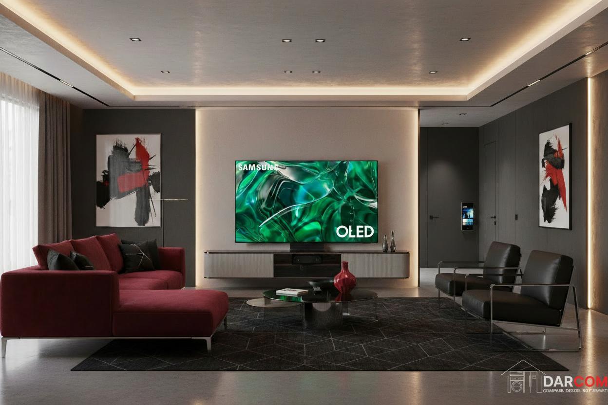Samsung QD-OLED TV with DARCOM logo - Living Room