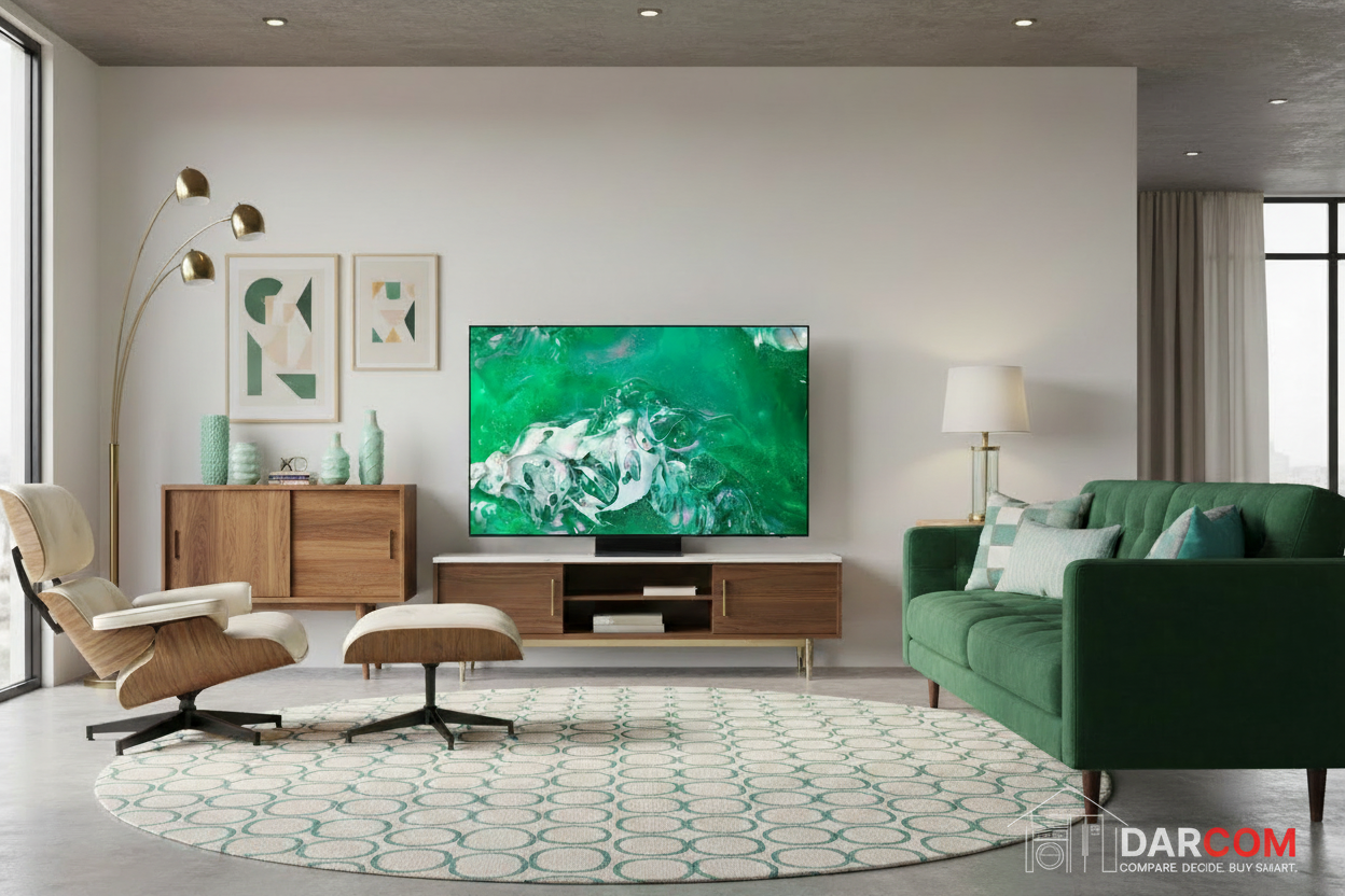 Samsung QD-OLED TV with DARCOM logo - Vintage Room