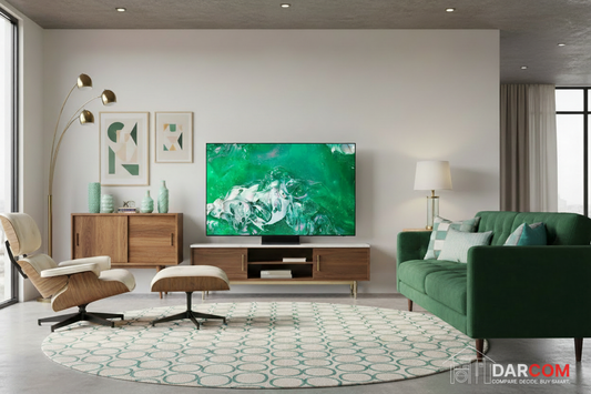Samsung QD-OLED TV with DARCOM logo - Vintage Room