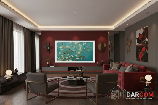 Samsung The Frame QLED TV with DARCOM logo - Living Room