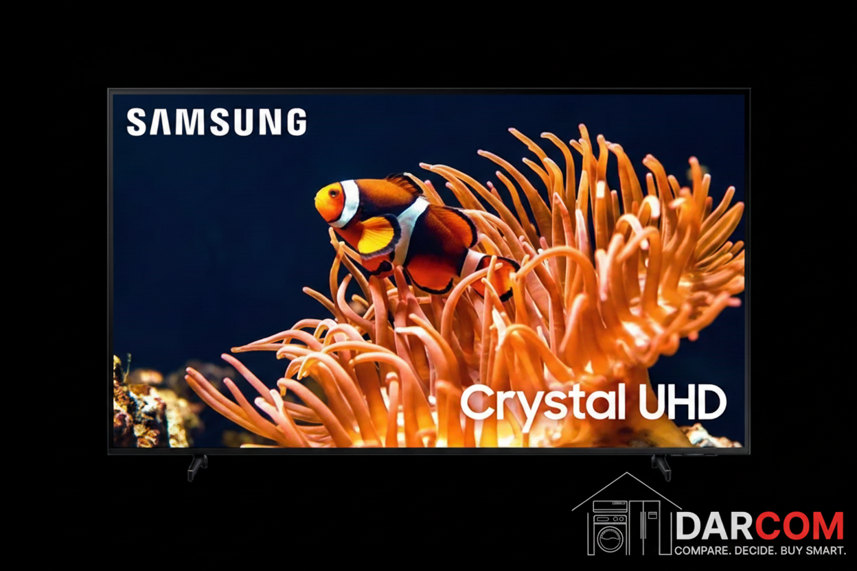 Samsung TV with DARCOM logo - Dark Background