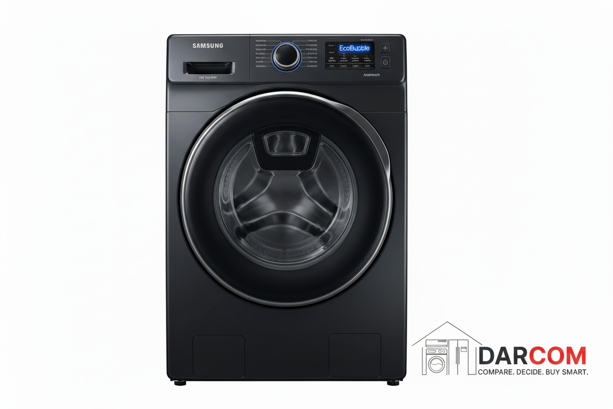 Samsung WW80T554DAX Product Photo with DARCOM Logo