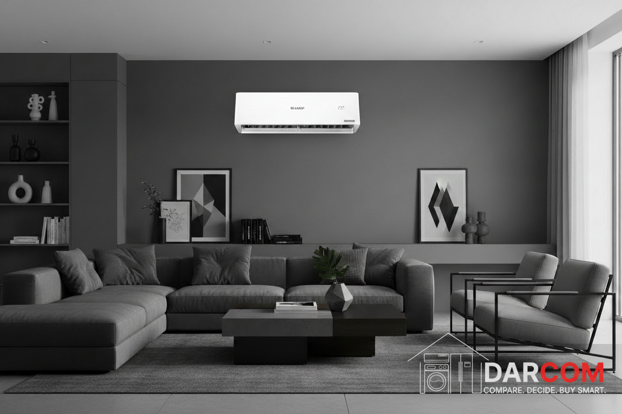 Sharp Air Conditioner Living Room Charcoal with DARCOM Logo