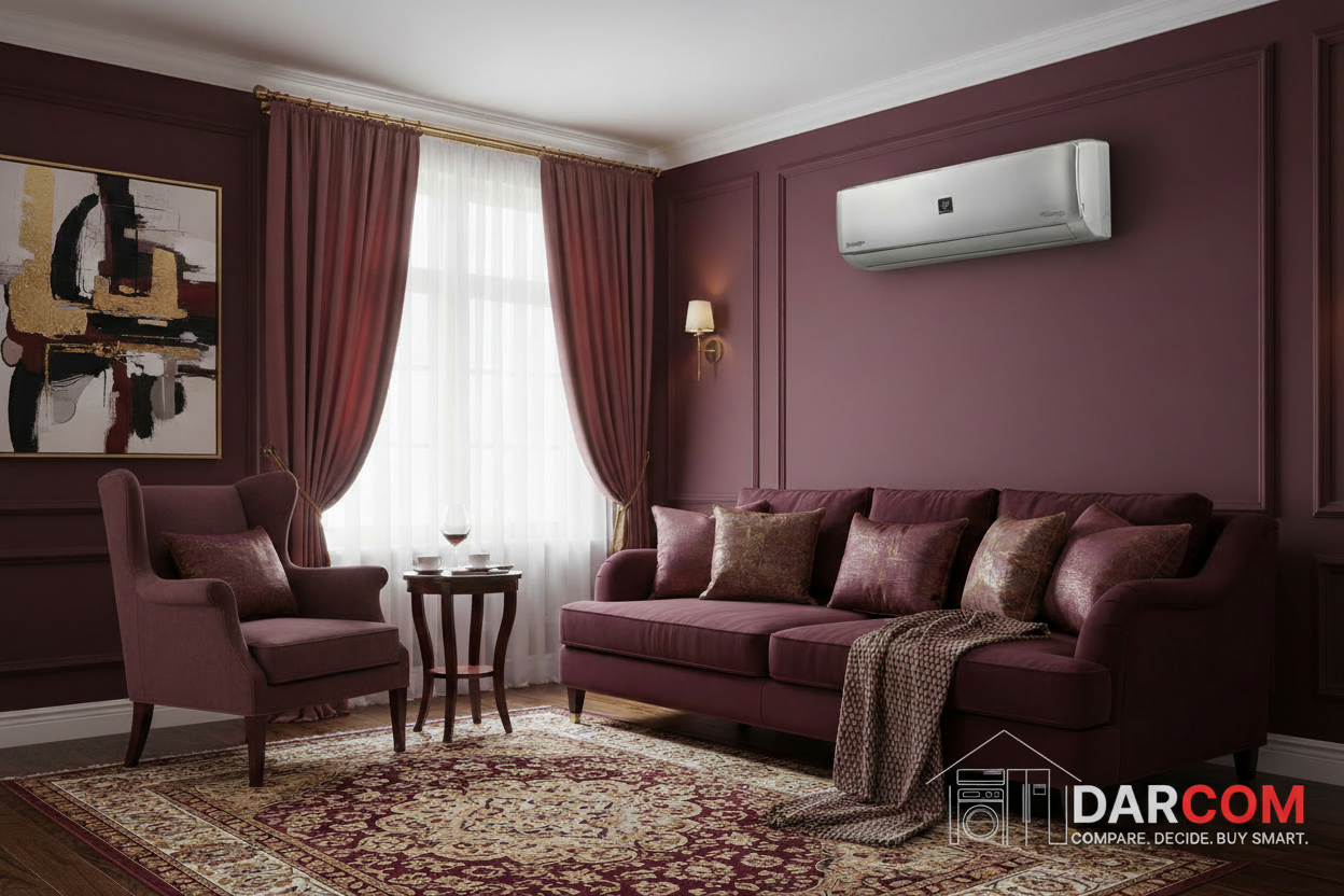 Sharp Air Conditioner Living Room Maroon with DARCOM Logo