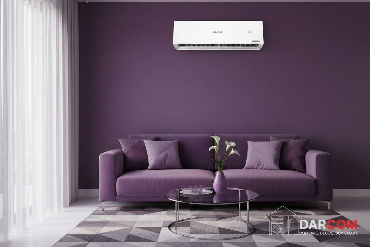 Sharp Air Conditioner Living Room Violet with DARCOM Logo