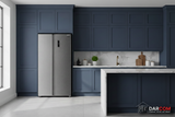 Sharp Refrigerator Dusty Navy Kitchen with Darcom Logo