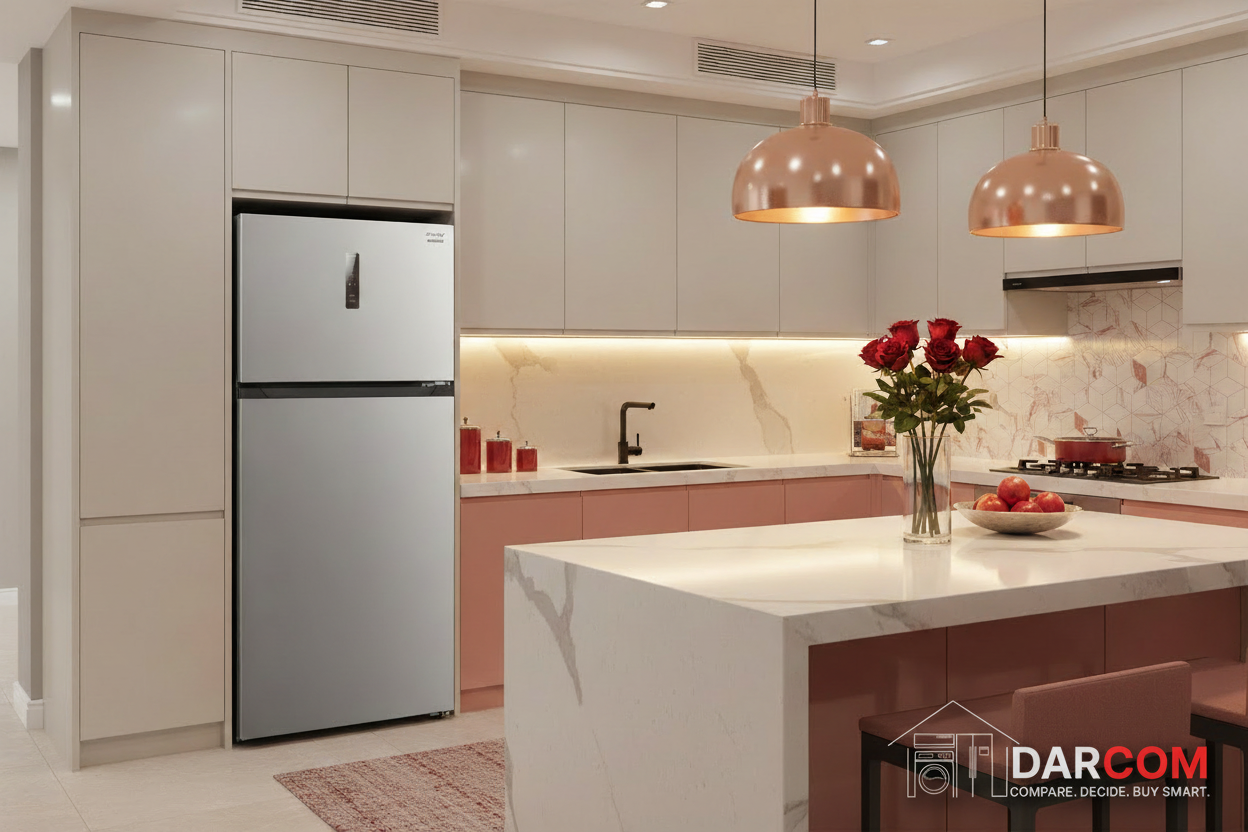 Sharp Refrigerator Red Accents with Darcom Logo