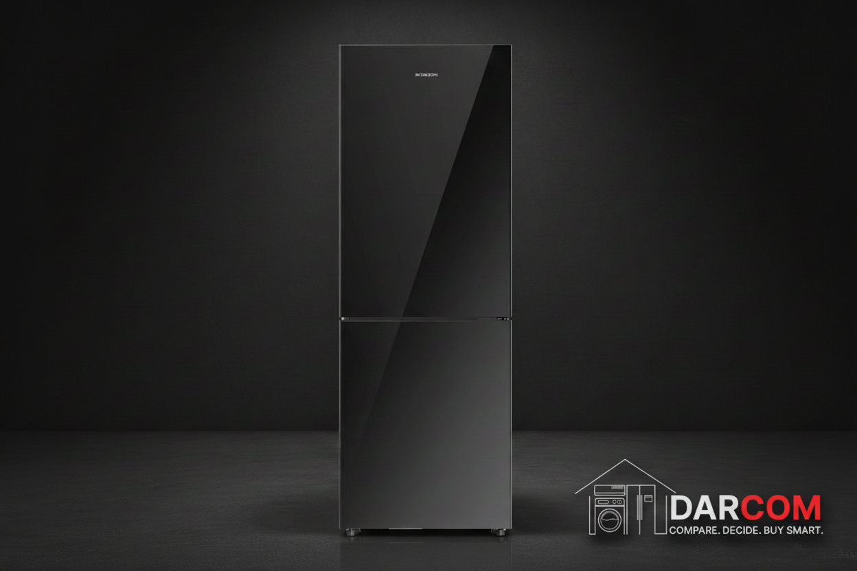 Skyworth Bottom Mount Refrigerator Product with Darcom Logo