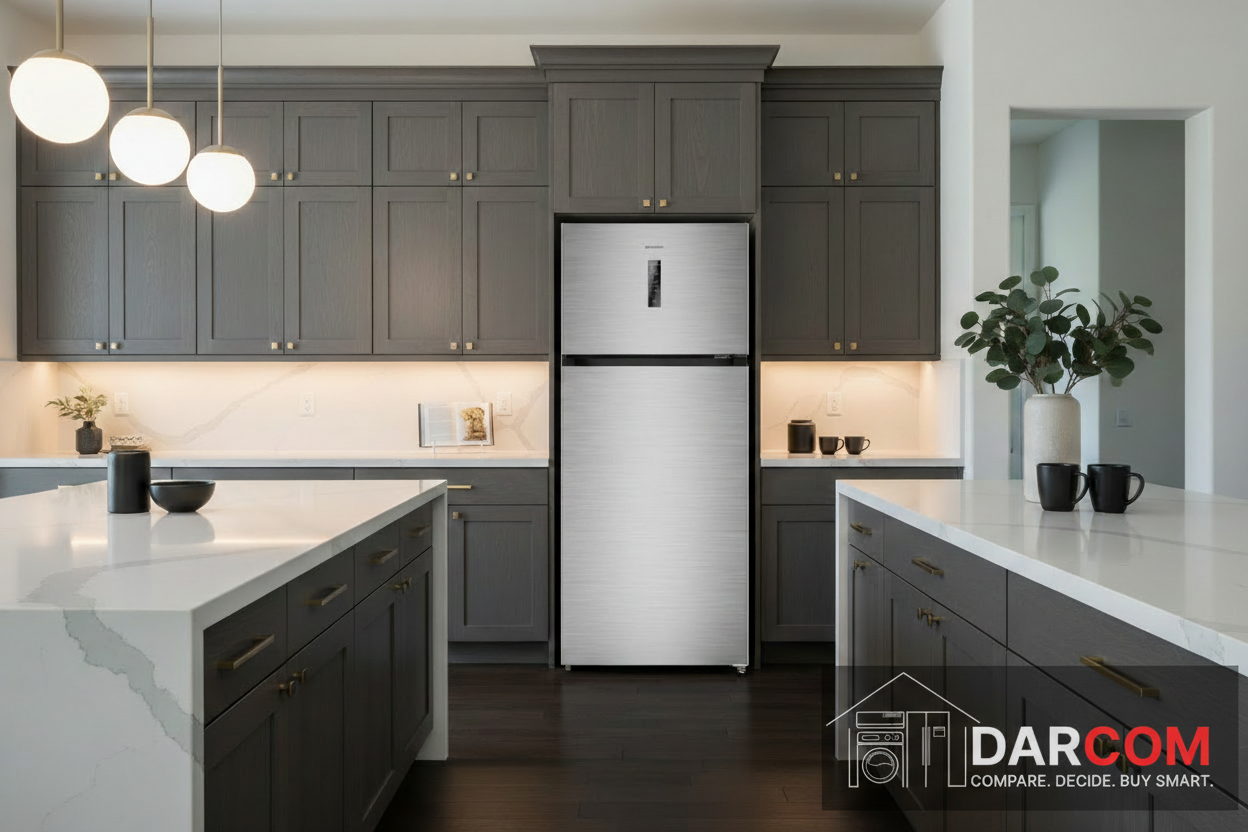 Skyworth Top Mount Refrigerator Lifestyle with Darcom Logo