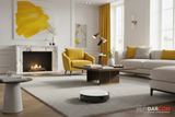 Tapo RV20 Yellow Living Room with DARCOM Logo