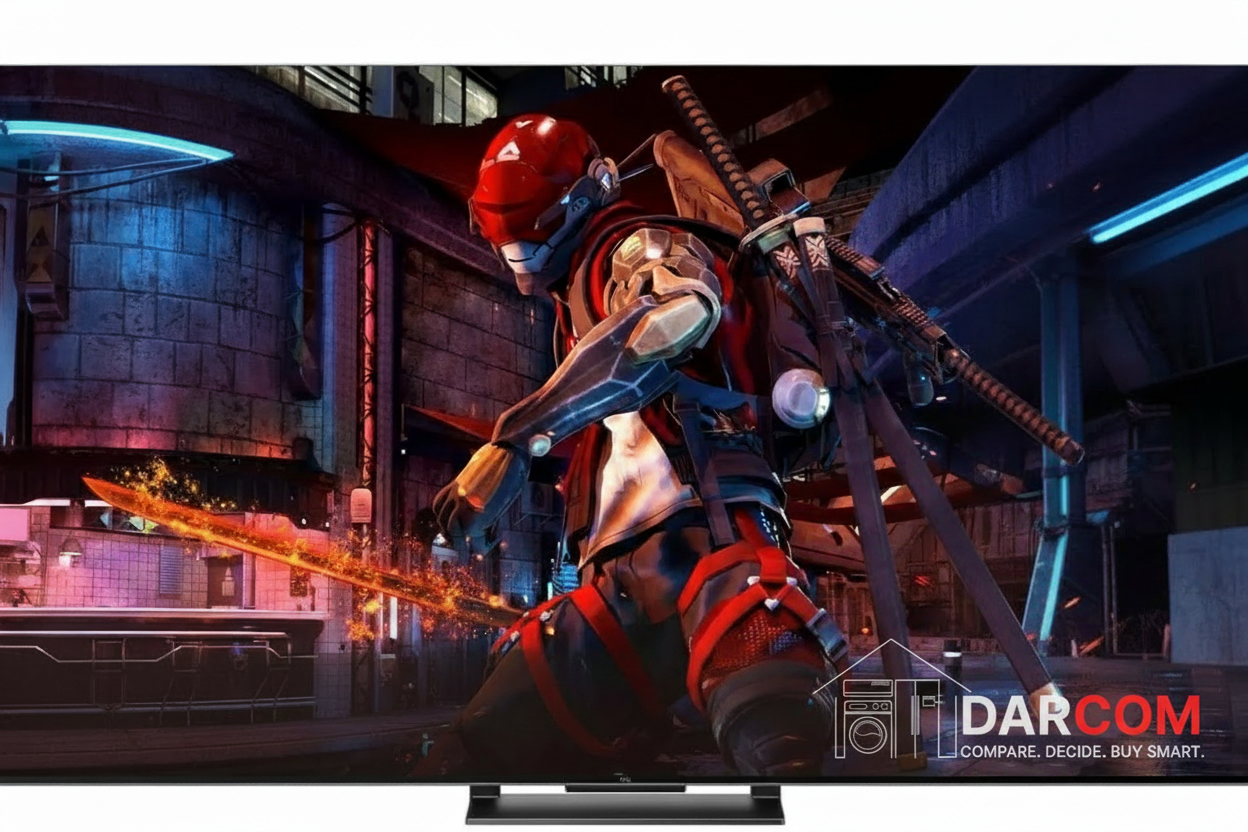 TCL 55C745 with DARCOM logo - Dark Background