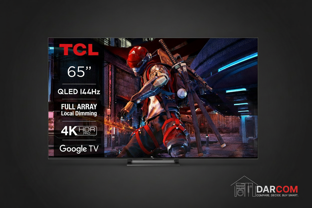 TCL 65C745 with DARCOM logo - Dark Background