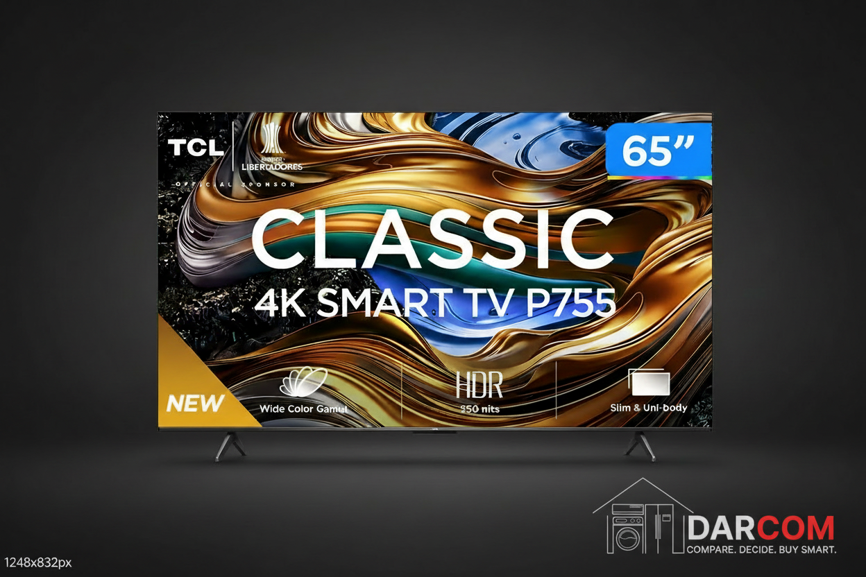 TCL TV with DARCOM logo - Dark Background
