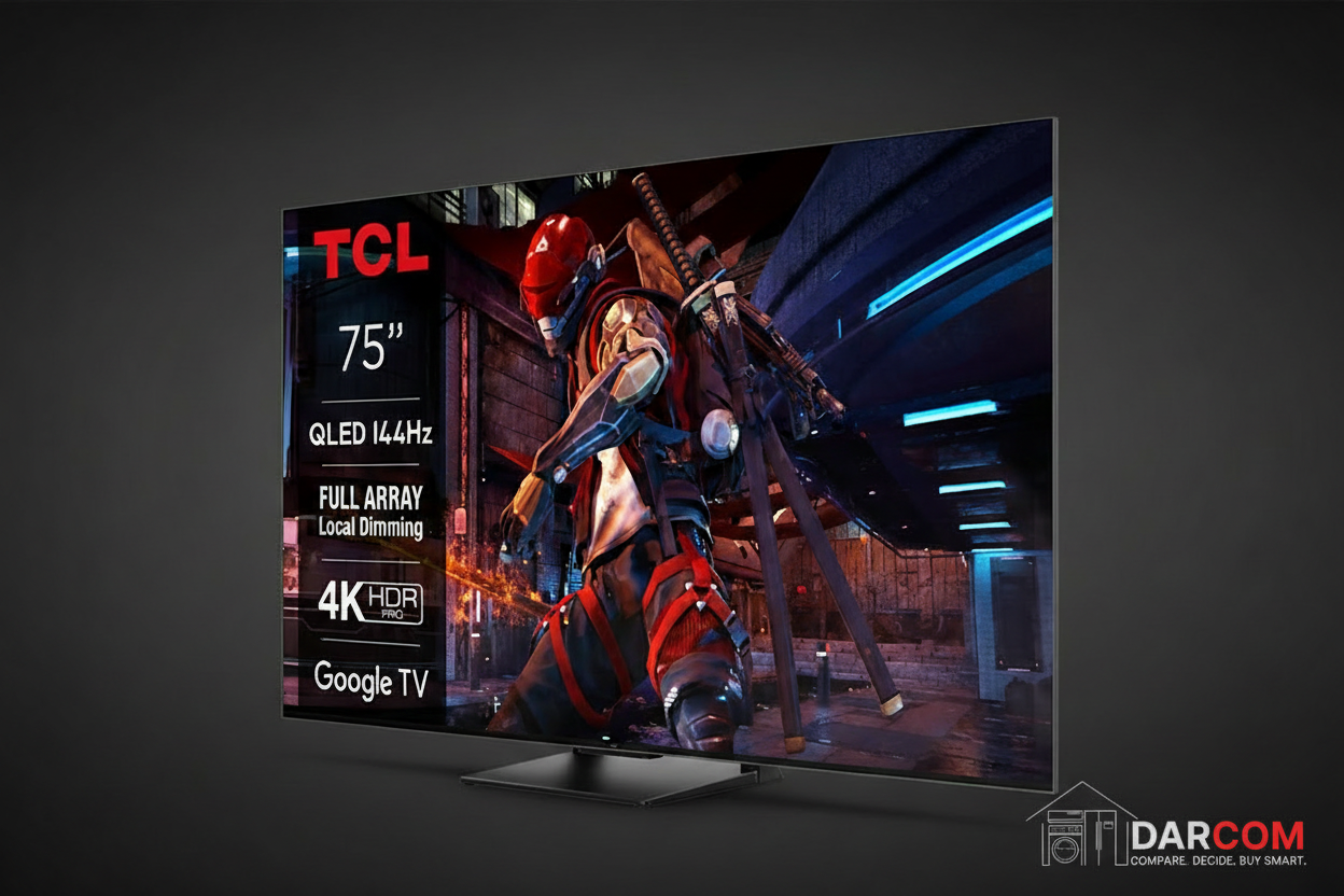 TCL TV with DARCOM logo - Dark Background