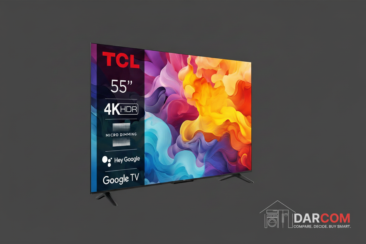 TCL TV with DARCOM logo - Dark Background
