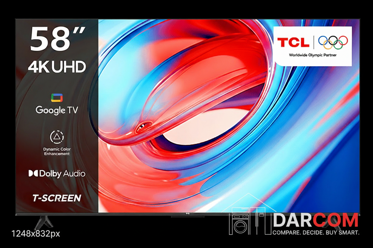 TCL TV with DARCOM logo - Dark Background