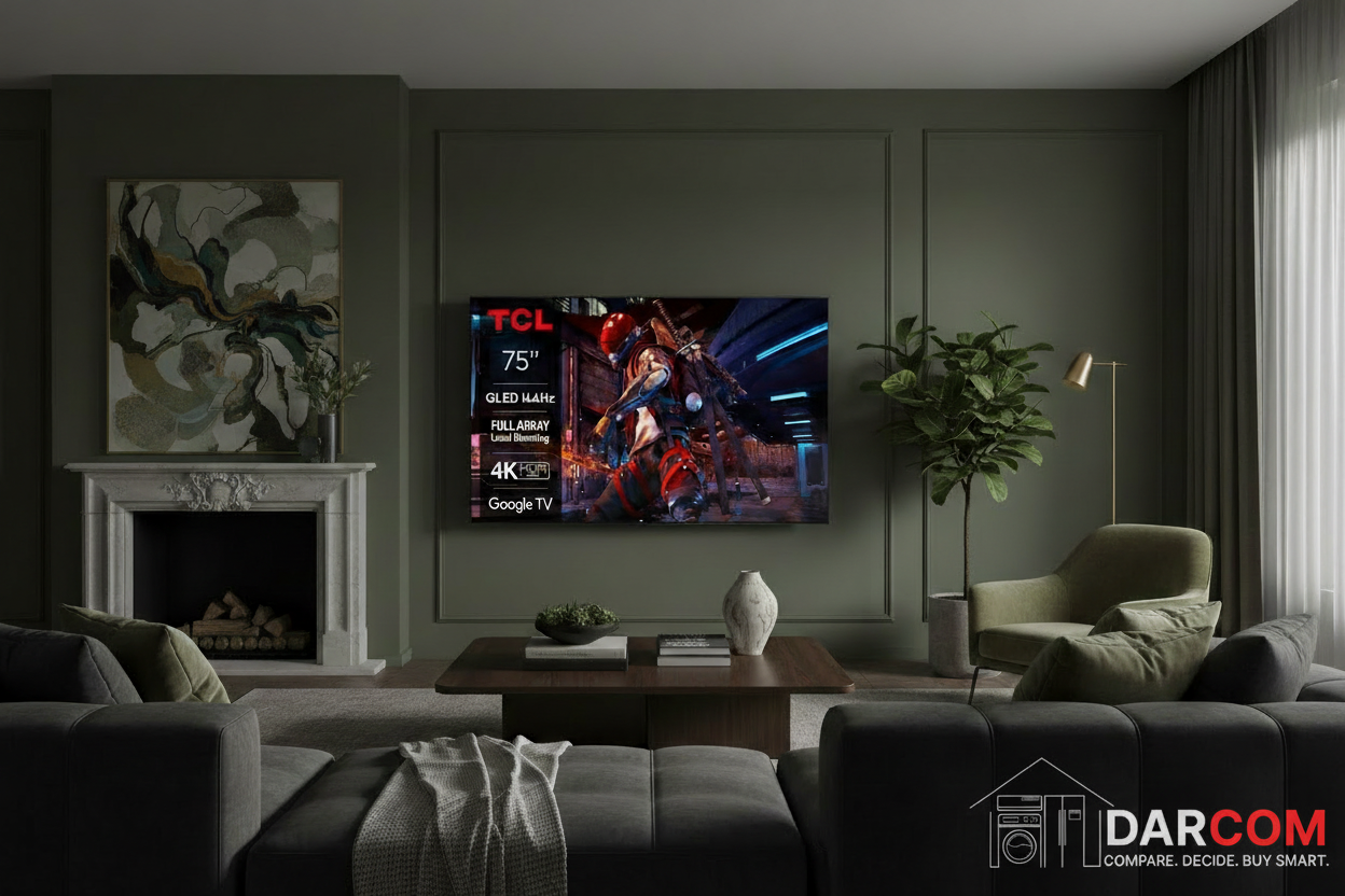 TCL TV with DARCOM logo - Lifestyle