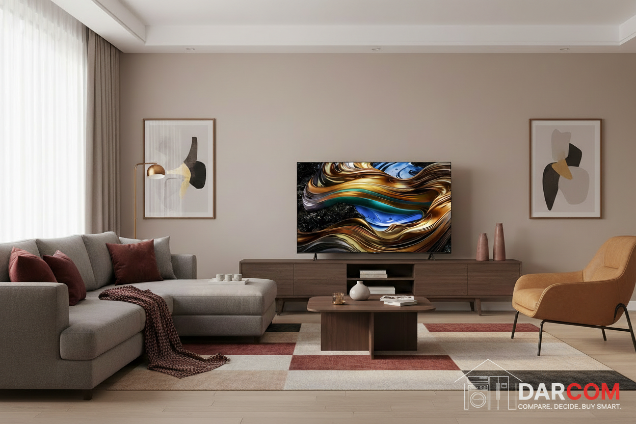 TCL TV with DARCOM logo - Living Room