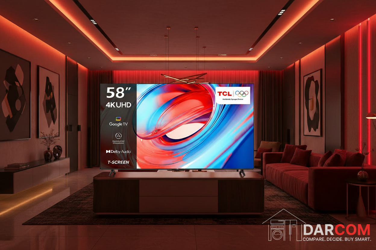 TCL TV with DARCOM logo - Red Lighting