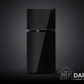 Toshiba Black Stainless Refrigerator - Dark Background with DARCOM Logo