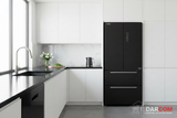 Toshiba Refrigerator - Black & White Kitchen with DARCOM Logo