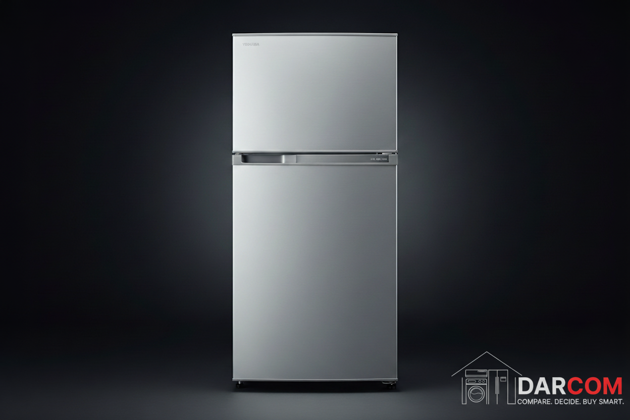 Toshiba Refrigerator - Dark Background with DARCOM Logo