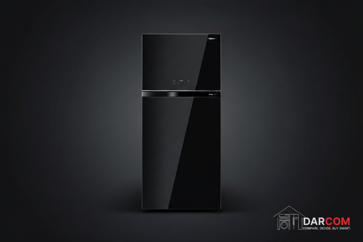 Toshiba Refrigerator - Dark Background with DARCOM Logo
