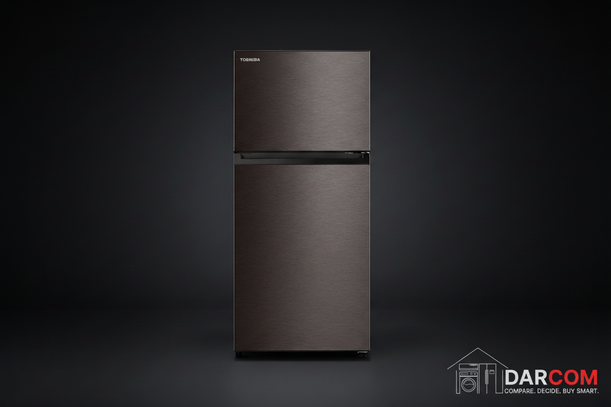 Toshiba Refrigerator - Dark Background with DARCOM Logo