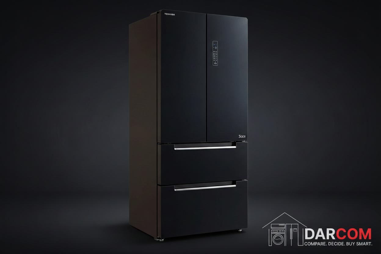 Toshiba Refrigerator - Dark Background with DARCOM Logo
