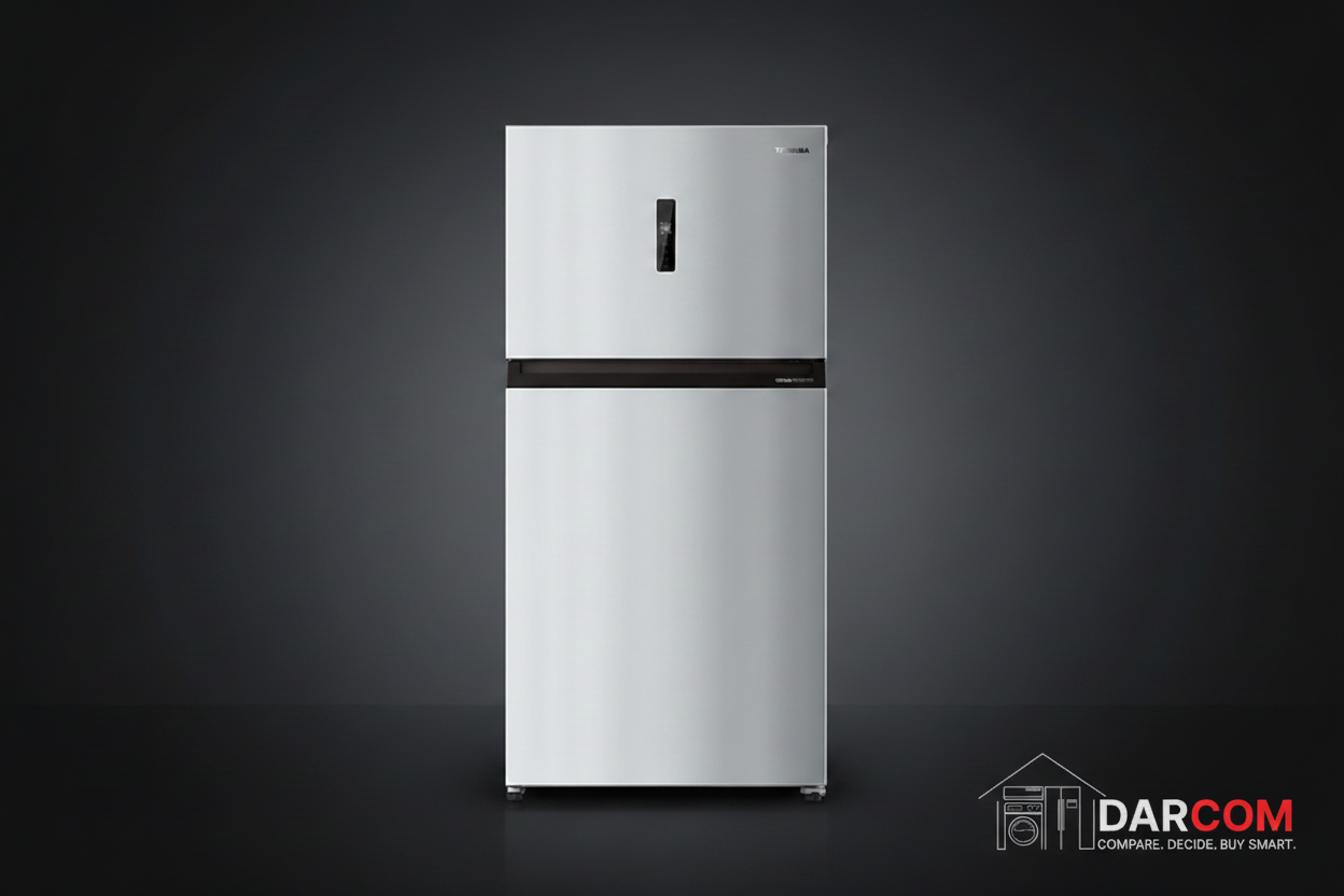Toshiba Refrigerator - Dark Background with DARCOM Logo
