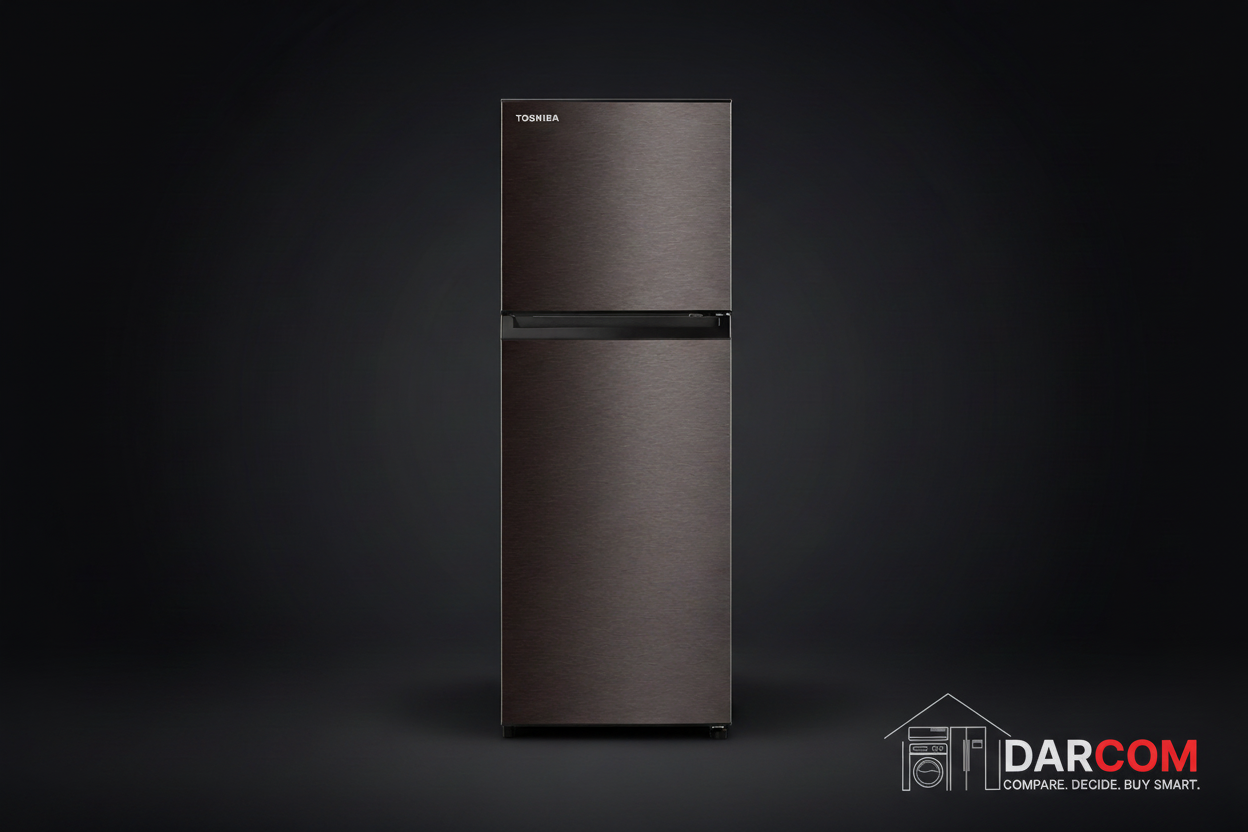 Toshiba Refrigerator - Dark Background with DARCOM Logo