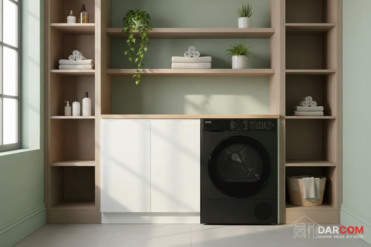 Vestel Dryer Lifestyle Laundry Room with DARCOM Logo