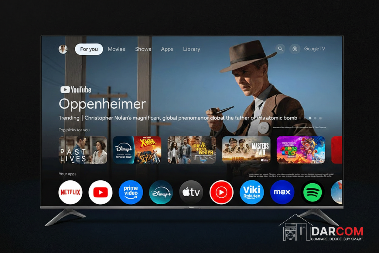 Xiaomi TV with DARCOM logo - Dark Background